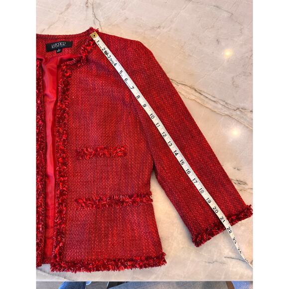 NWT Kasper Suit Size 8 Red Tweed 3-Piece Suit Skirt Christmas Holiday Party - Picture 12 of 14